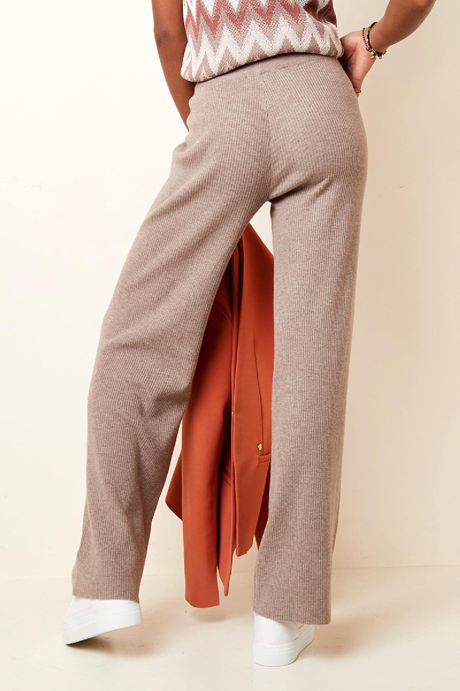 Pantalones anchos Blanco marfil S Imagen6